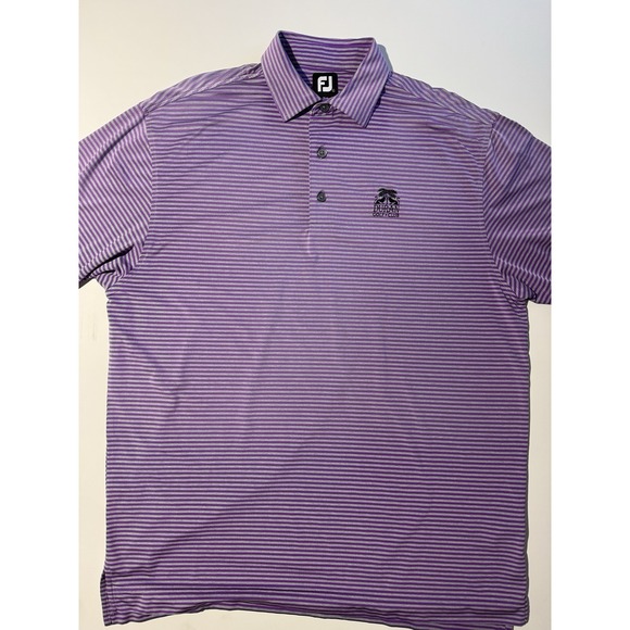 Footjoy Men's Duran Country Club Golf Polo Size Large Purple Grey Stripes - Picture 2 of 8